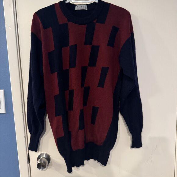 Vintage Jaeger  100% LambsWool Men’s Checkered Red/Blue 40in/102cm - Picture 3 of 8